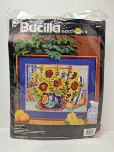 VTG NEW 1992 Bucilla "Sunflowers" Needlepoint Kit # 4661 Size 16" x 12" - Picture 1 of 6
