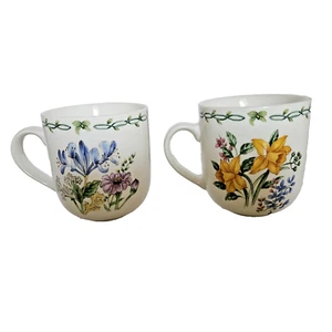 Thomson Pottery Coffee Cups Floral Garden Retired Lot of 2 Gift - Picture 1 of 6