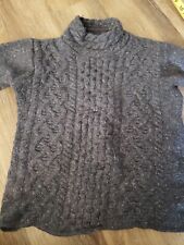 Islander Wool Cashmere Irish Aran Fisherman's Sweater high mock turtleneck PS