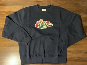Aime Leon Dore ALD Floral Appliqué Bouquet Crewneck Logo Sweatshirt Navy Size XL - Picture 1 of 9