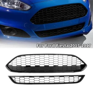 2PCS Bumper Upper+Lower Grille Grill For Ford Fiesta 2013-2017 European version - Picture 1 of 19