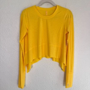 Free People Tempo Tee Women XS Run Gym Activewear Layer Top Mango Yellow FP Move - Picture 1 of 10
