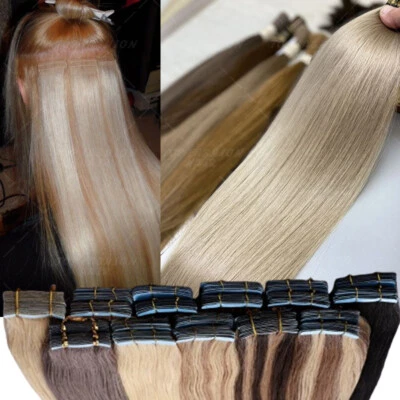Fita grossa em extensões de cabelo humano 100% indiano real Remy reto loiro misto - Imagem 1 de 4