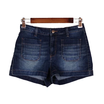 Jessica Simpson Bardot High Rise Pantalones Cortos Mujer Talla 28 x 2.5" Lavado Oscuro Foto 1 de 4