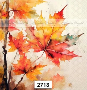 (2713) DOS servilletas artesanales de papel para almuerzo decoupage VIBRANTES HOJAS DE OTOÑO OTOÑO OTOÑO - Imagen 1 de 3