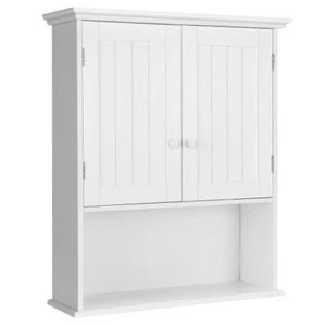 2-Door Wall Mount Bathroom Storage Cabinet with Open Shelf-White - Color: White - Picture 1 of 5