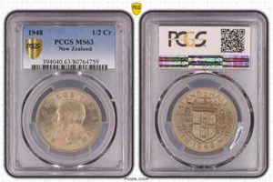 New Zealand - 1948 - Half Crown - KM19 - PCGS MS63 - 80764759 - Imagen 1 de 1
