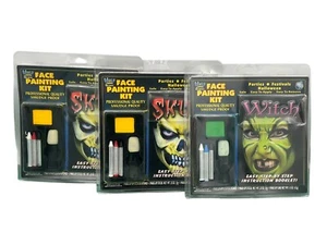 Lot of 3 Face Painting Kits Professional Quality Smudge Proof 2 Skull& 1 Witch - Picture 1 of 7