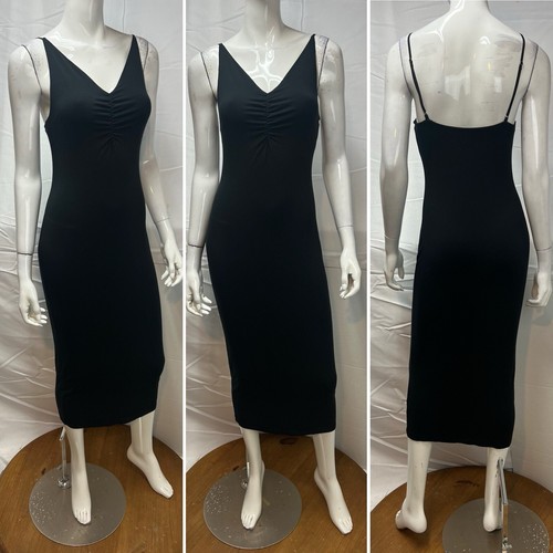 Abito T Alexander Wang Donna S Nero Elastico Midi Lungo Reggiseno Modale Scaffale