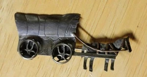 VINTAGE SOUTHWEST SILVER HORSE AND WAGON PIN MAKRED "925 DR" DENNIS RAMONE? - Picture 1 of 5