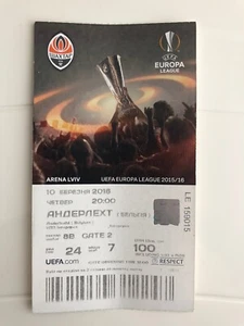Ticket Match Europa League FC Shakhtar Donetsk Ukraine - Anderlecht Belgium 2016 - Imagen 1 de 1