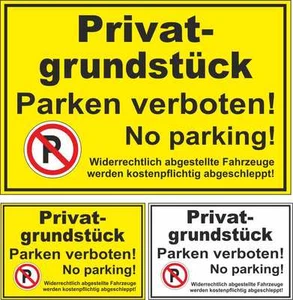 Verbotsschild Privatgrundstück Parken verboten No parking! Schild Parkverbot #A4 - Bild 1 von 7