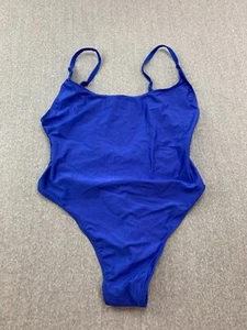 Brigitewear Silky Brazilian Thong 1 PC Swimsuit Women size Large Blue No Padding - Picture 1 of 12