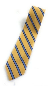 Brooks Brothers Makers Men's 100% Silk USA Made Yellow Blue Stripe Neck Tie - Picture 1 of 7