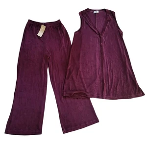 Set gilet oversize e pantaloni fluenti vintage anni 90 BCBG donna taglia small med vino bordeaux - Foto 1 di 11