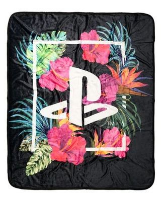 Manta polar suave de felpa tropical floral con logotipo de Sony Playstation 48" x 60" Foto 1 de 3
