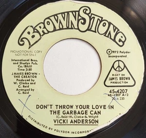 Vicki Anderson "Dont Throw Your Love In The Garbage Can" US 1972 7" Promo Single - Picture 1 of 4