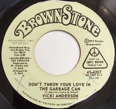 Vicki Anderson "Dont Throw Your Love In The Garbage Can" US 1972 7" Promo Single - Image 1 of 4