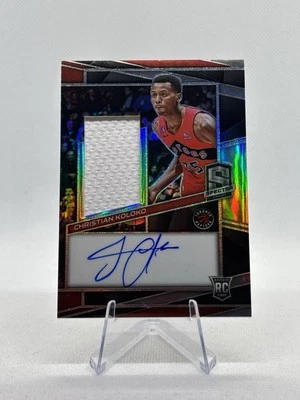 2022-23 Panini Spectra Jersey Holo /199 Christian Koloko #229 Auto RC Lakers - Image 1 of 2