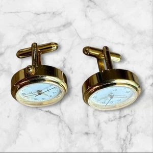 Vintage JL Quartz Uhr Manschettenknöpfe - goldfarben  - Bild 1 von 4