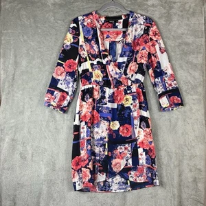 Tokito Dress SZ 10 Short Faux Wrap Floral Print Classic Office 70s 90s Feminine - Picture 1 of 10
