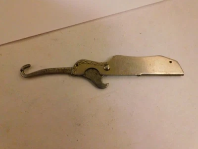 Neat Vintage Folding  Combination Shoe Button Hook Cigar Cutter & Bottle Opener - Image 1 of 4