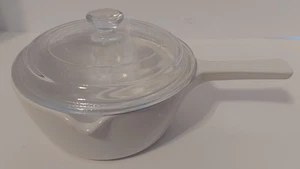 Corning Ware Soßenpfanne Ausgießer P-89-B 2-1/2 Tasse mit Klarglasdeckel weiß - Bild 1 von 6