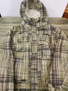 Oakley Vintage FW 2007 Ski Snow Jacket Men's Small Green Plaid Hooded Thinsulate - Picture 1 of 16