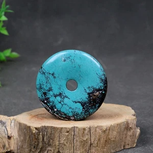 Tibetan Himalayan OldTurquoise Peace Knot Pendant Amule 寓意，八方来财，Diameter:60mm - Picture 1 of 13