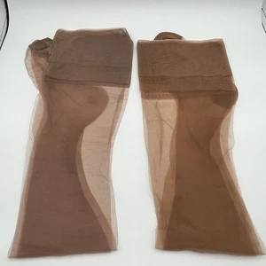 2 Paar Vintage Hanes Overknee Nylons 9 1/2 Strümpfe verstärkt transparent - Bild 1 von 7