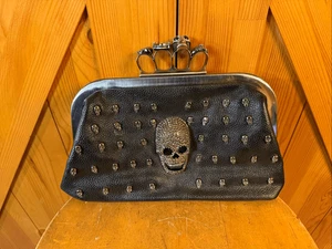 Bolso clutch nudillo, calaveras, negro (6200) Leer - Imagen 1 de 5