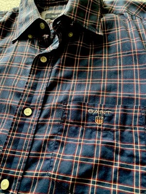 GANT  Men’s Shirt Long Sleeve Button Up Small Plaid Bleecker Twill Embroidered - Image 1 of 4
