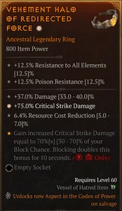💥DIABLO 4💥SEASON 9💥Spiritborn Aspect💥Redirected Force Perfect Aspect 70% - Picture 1 of 1