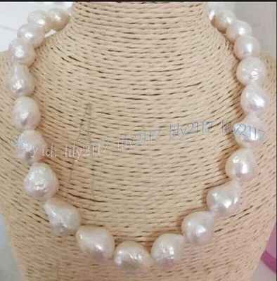 Huge 13-16mm Real Natural South Sea White Baroque Edison Pearl Necklace 14-36'' - Image 1 of 4