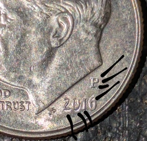 2016 P 10c Dime DDO Die Error Date Doubling - Picture 1 of 17