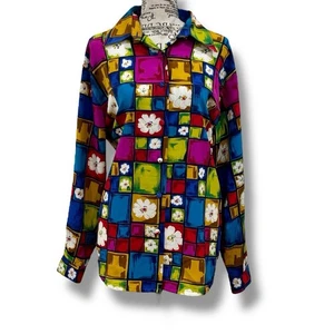 Vintage 90er Jordan Damenbluse Gr. M bunt geblümt geknöpft - Bild 1 von 5