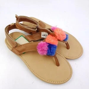 Carter's Fia 6 Girls Brown Leather Open Toe Hook And Loop Thong Sandals Size 11 - Picture 1 of 9