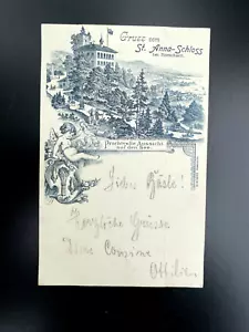 Cartolina litologica - saluto dal castello di Sant'Anna a Rorschach - 1899 - Foto 1 di 2