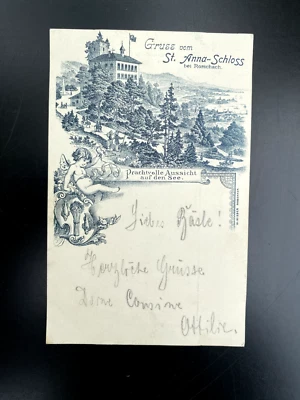 Litho-Postkarte - Gruss vom St. Anna-Schloss bei Rorschach - 1899 - Bild 1 von 2