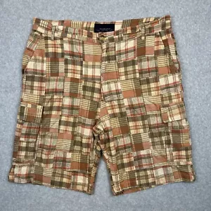 Phat Farm Cargo Shorts Mens 40 Baggy Madras Plaid Patchwork VTG Y2K 90s Hip Hop - Picture 1 of 16
