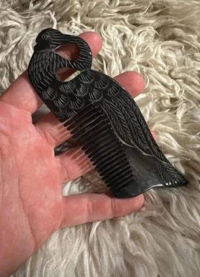 Beard Horn com buffalo horn hair care, long hair head massage wellness sca/larp - Image 1 of 4