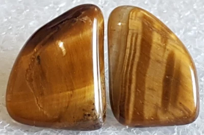 Vintage Costume Fashion Large Tiger's Eye Stone Post Boho Huggie Earrings - Image 1 of 4