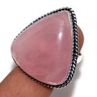 Bague argent 925 plaqué - quartz rose pierres précieuses ethniques faites main bijoux taille américaine-9 GW