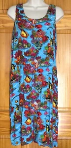 Vintage Y2K ISLAND RHYTHM BARBADOS sleeveless tropical fish dress size XL - Picture 1 of 3