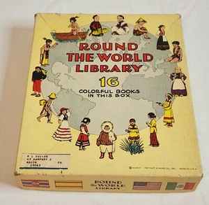 Vintage Round the World Library 16 Coloful Books in This Box (1954 Platt & Munk) - Picture 1 of 6