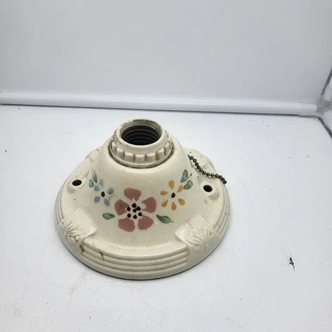 Vintage Floral Porcelier Porcelain 1 socket Ceiling Wall Light Fixture Complete Cover