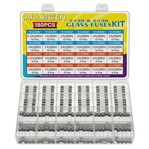 24 Values 250V Fast Blow Glass Fuses Assortment Kit 0.5A 1A 2A 3A 4A 5A 6A 7A... - Picture 1 of 5