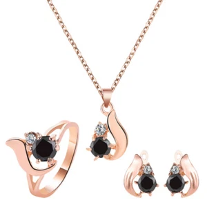 Obsidian Pendant Woman Set Woman Stud Rose - Picture 1 of 11