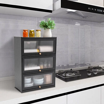 Armario de almacenamiento, gabinete de almacenamiento de sala de estar, gabinete de almacenamiento negro Foto 1 de 4