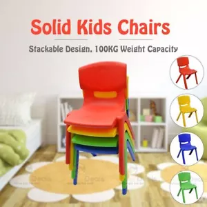 Set of 4 Brand New Kids Toddler Plastic Chair Yellow Blue Red Green Up to 100KG - Picture 1 of 9